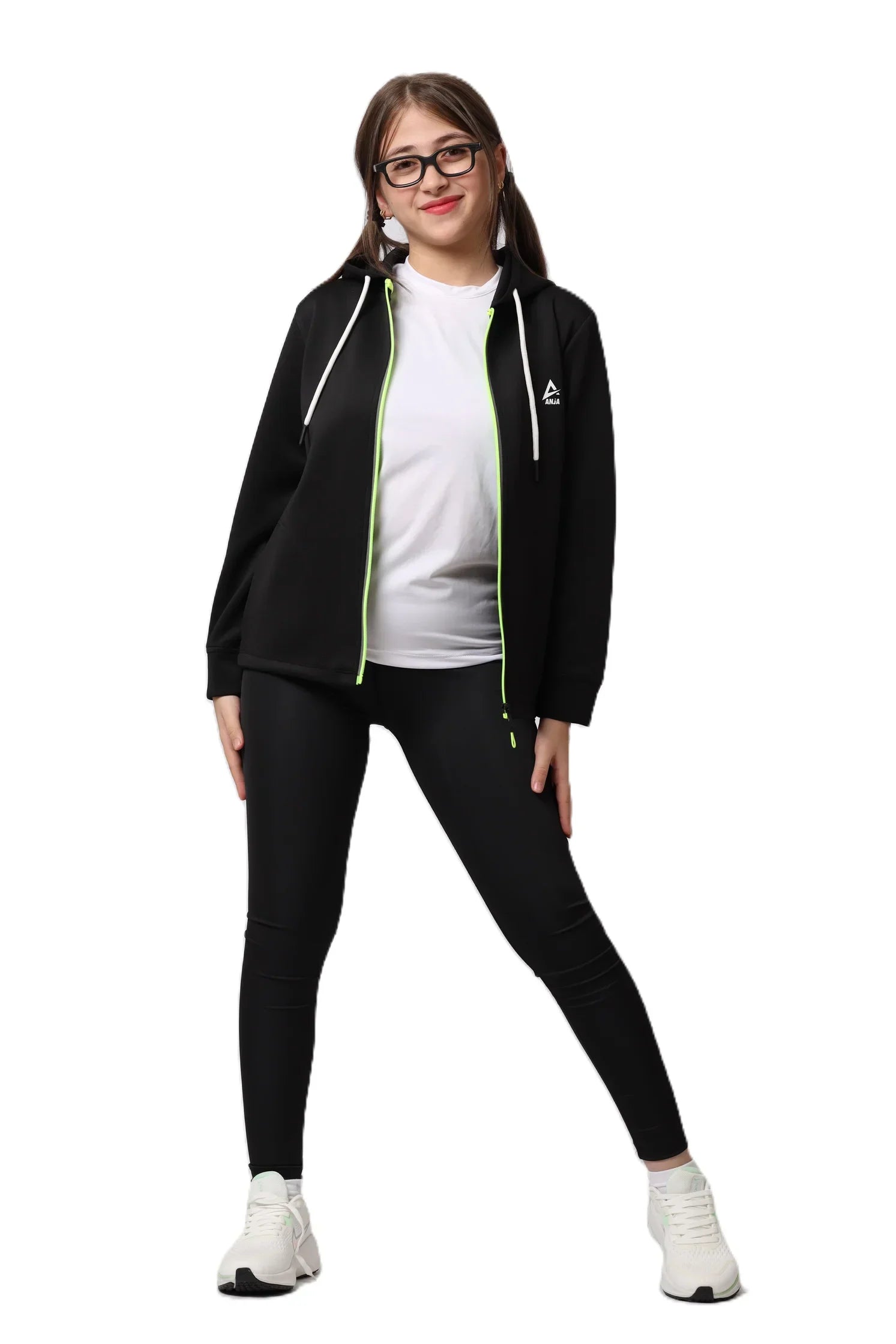Girls  Zip-Up Sweatshirt – Sporty Contrast Trim Jacket