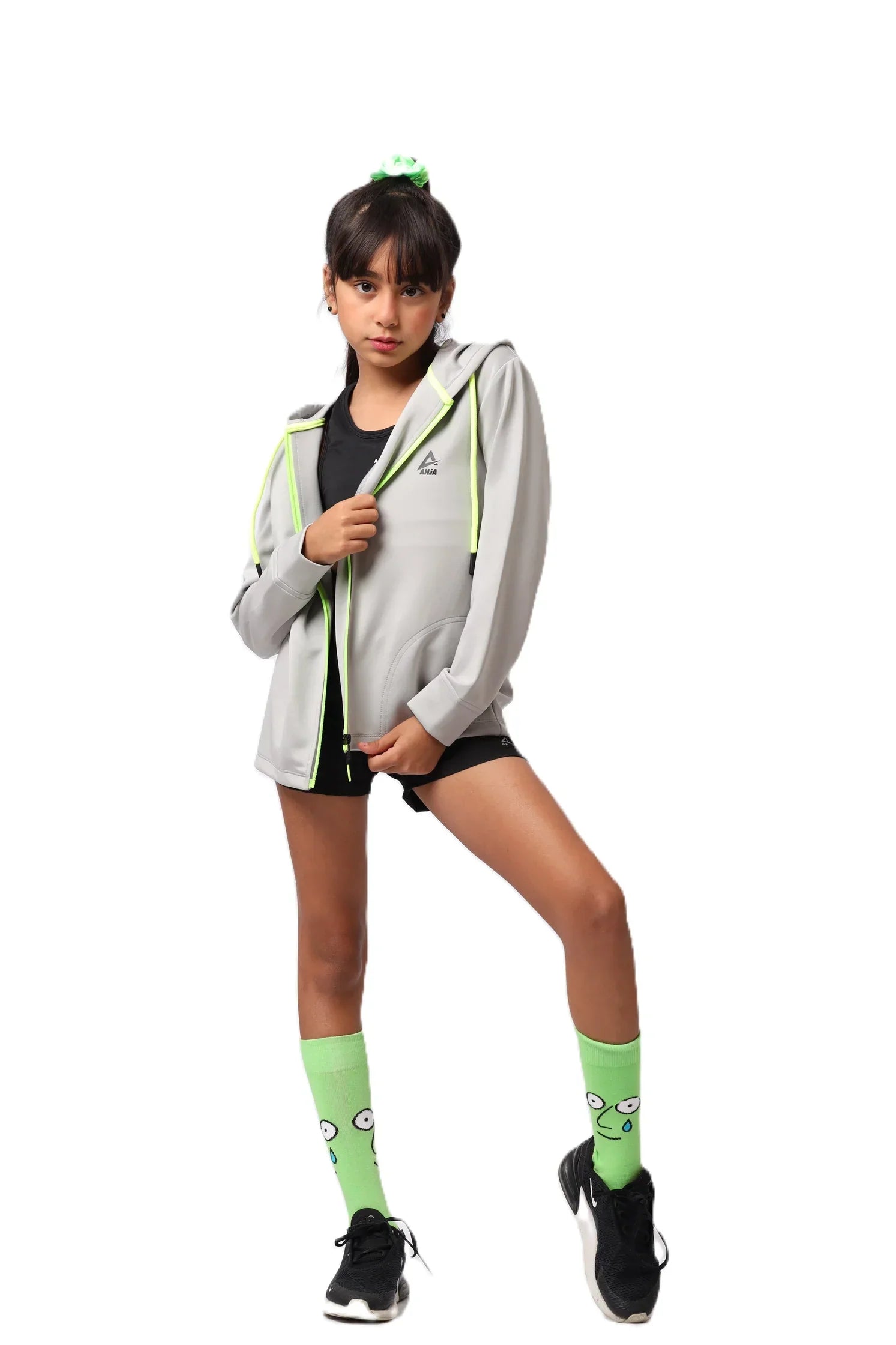 Girls  Zip-Up Sweatshirt – Sporty Contrast Trim Jacket