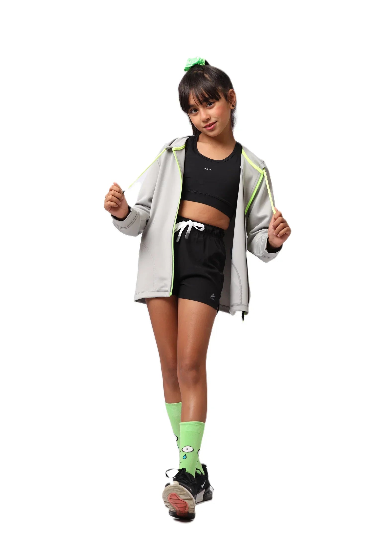 Girls  Zip-Up Sweatshirt – Sporty Contrast Trim Jacket