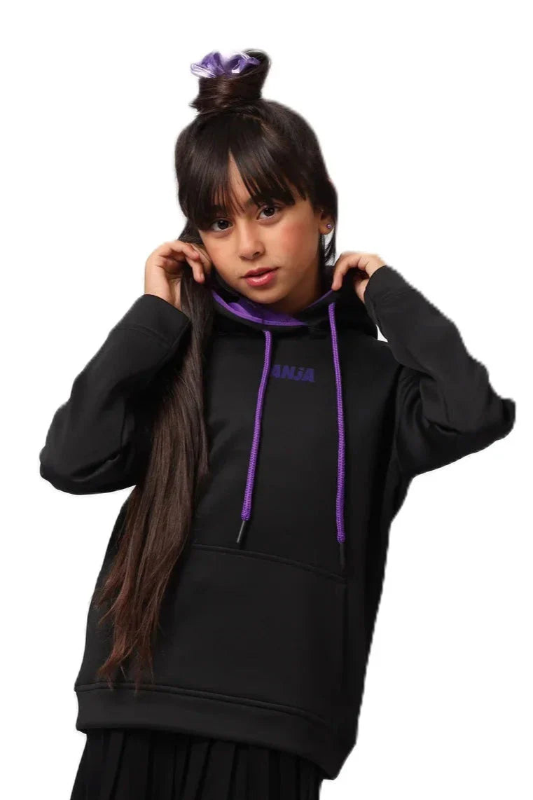 Girls Hoodie – Sporty Pullover with Contrast Drawstrings