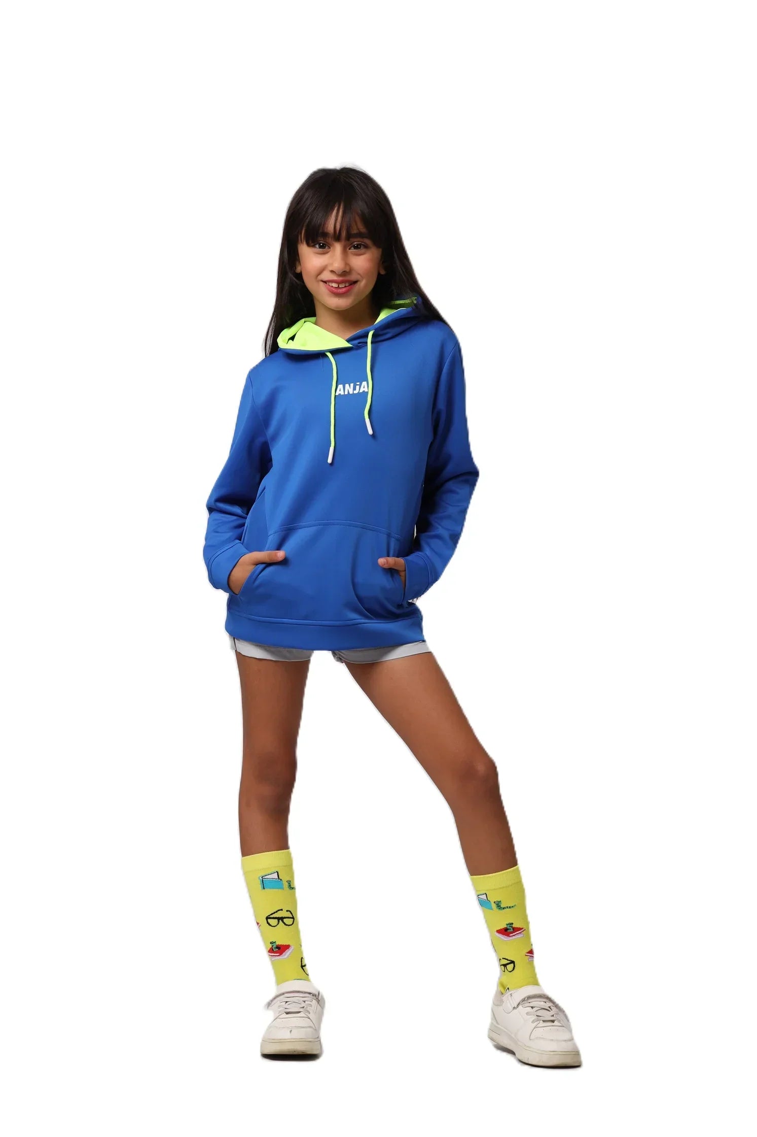 Girls Hoodie – Sporty Pullover with Contrast Drawstrings