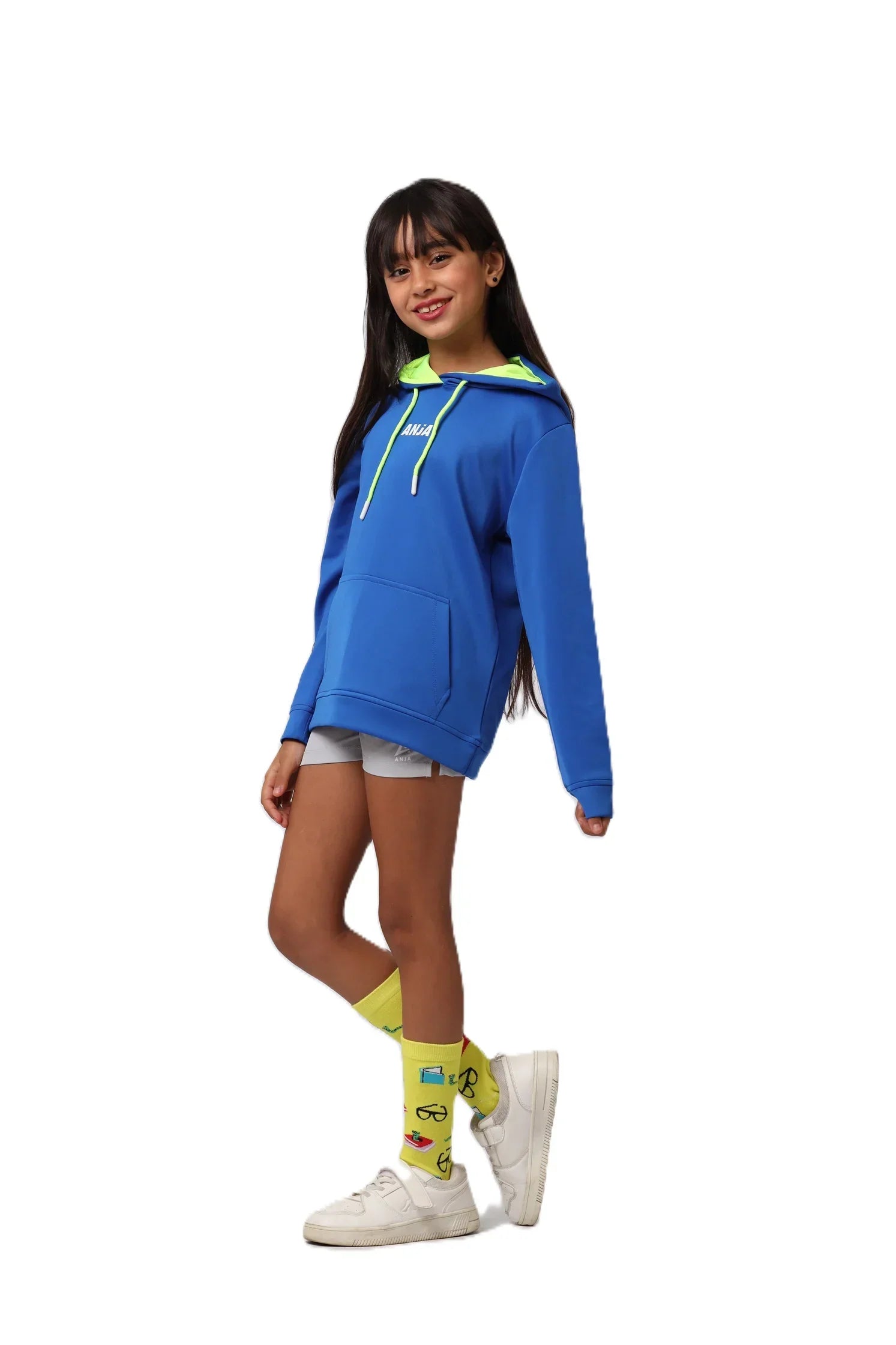 Girls Hoodie – Sporty Pullover with Contrast Drawstrings
