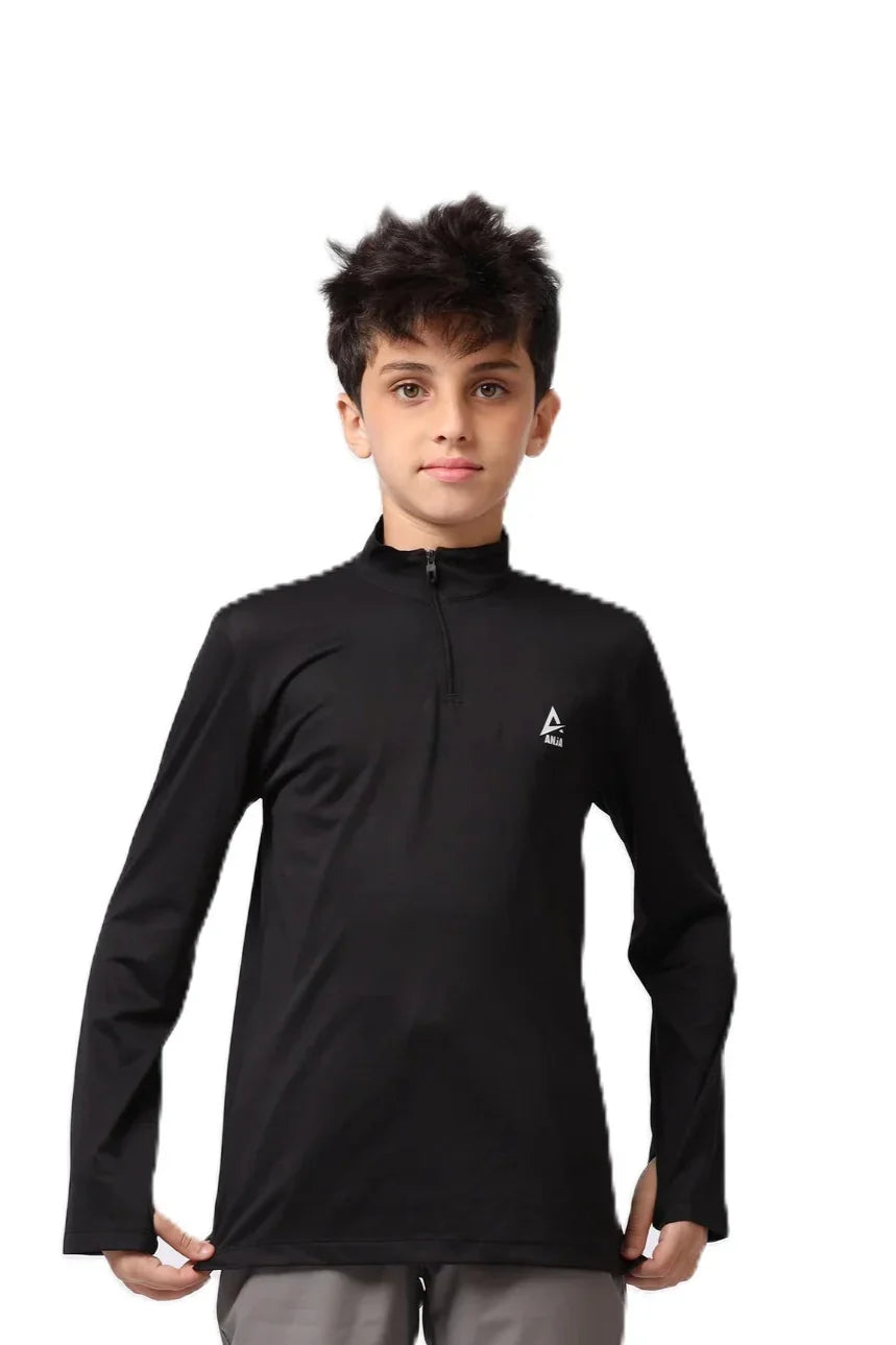 Boys Quarter-Zip Performance Top – Sporty Long Sleevs