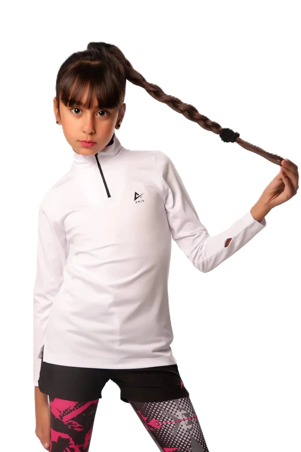 Girls Basic Quarter-Zip Performance Top – Sporty Long Sleevs