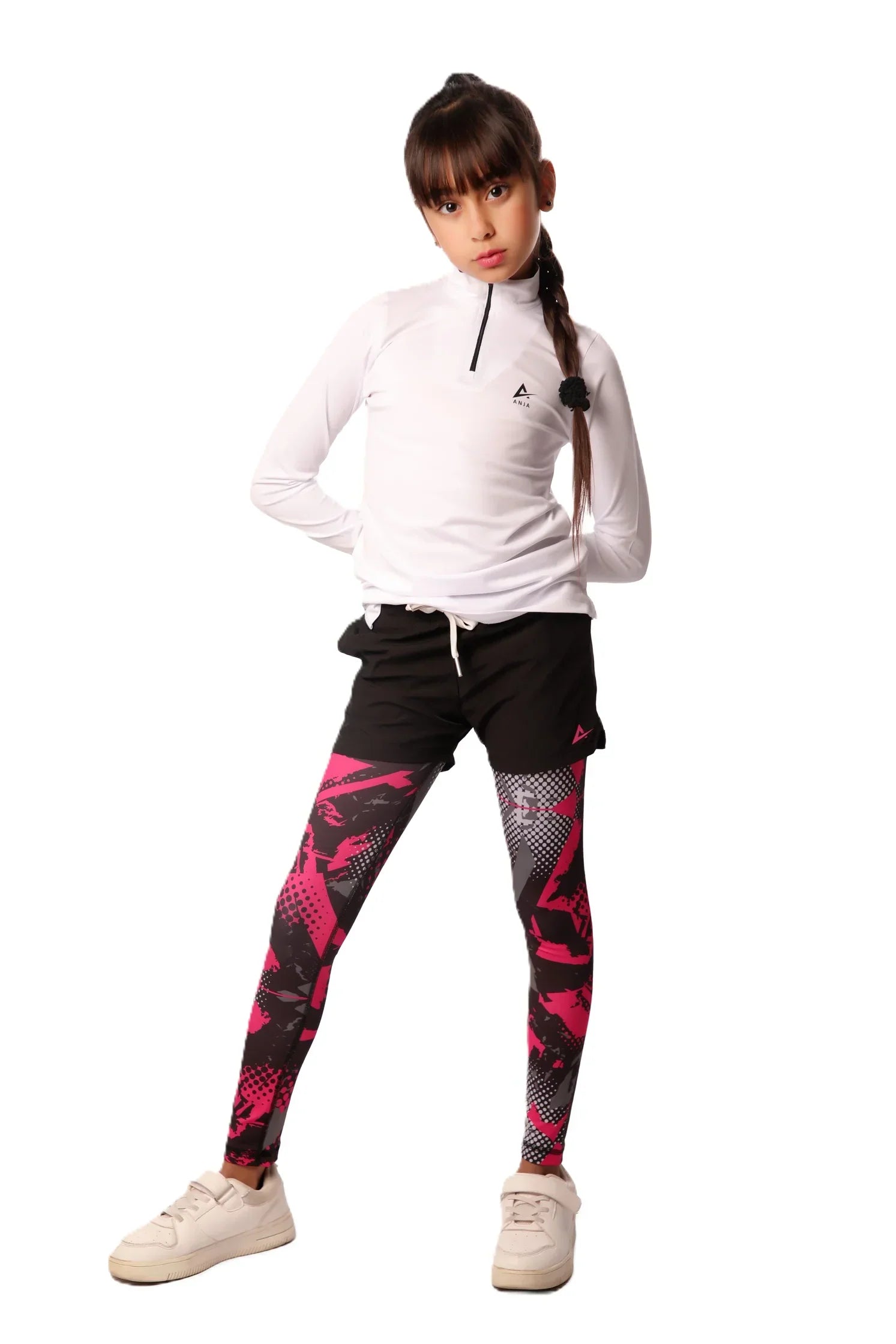 Girls Sporty Shorts with Leggings – Kids Athletic Layered Bottoms