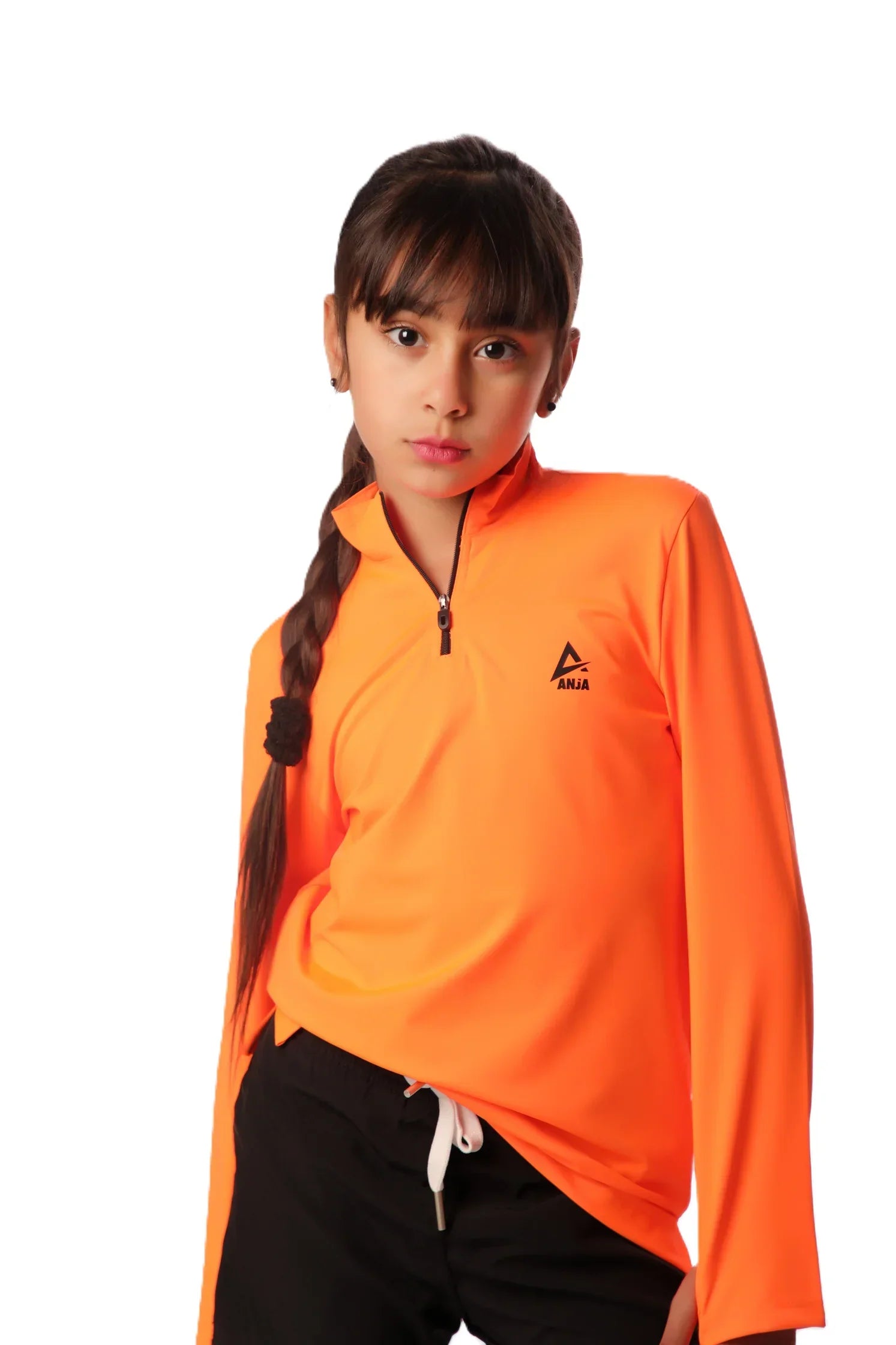 Girls Basic Quarter-Zip Performance Top – Sporty Long Sleevs
