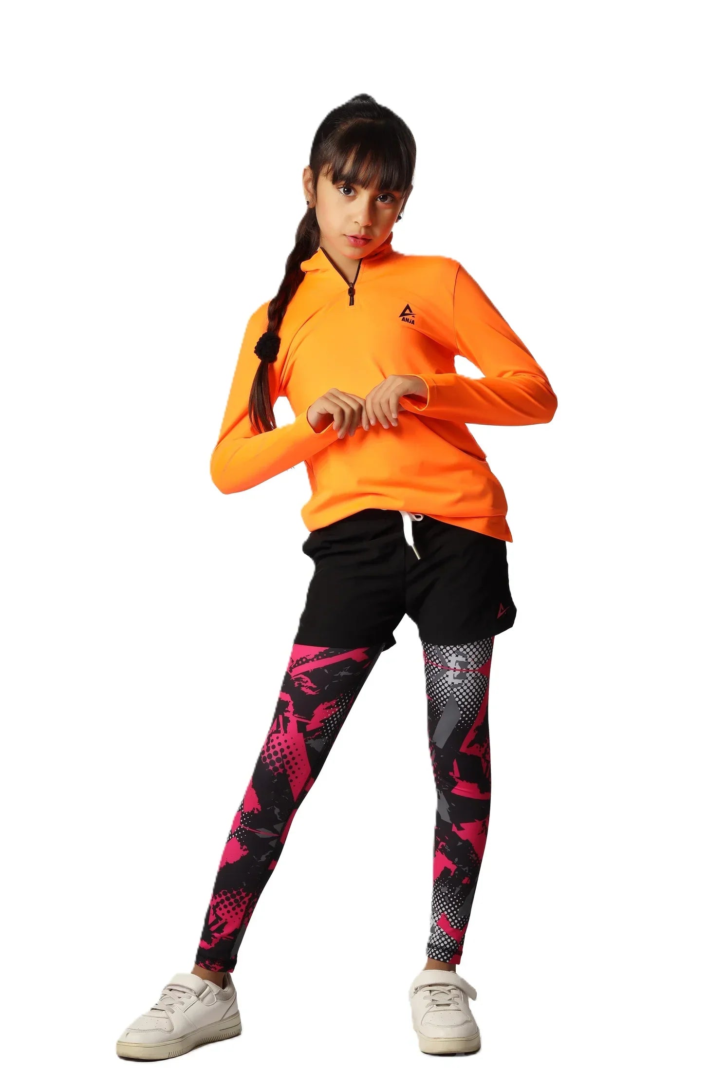 Girls Basic Quarter-Zip Performance Top – Sporty Long Sleevs