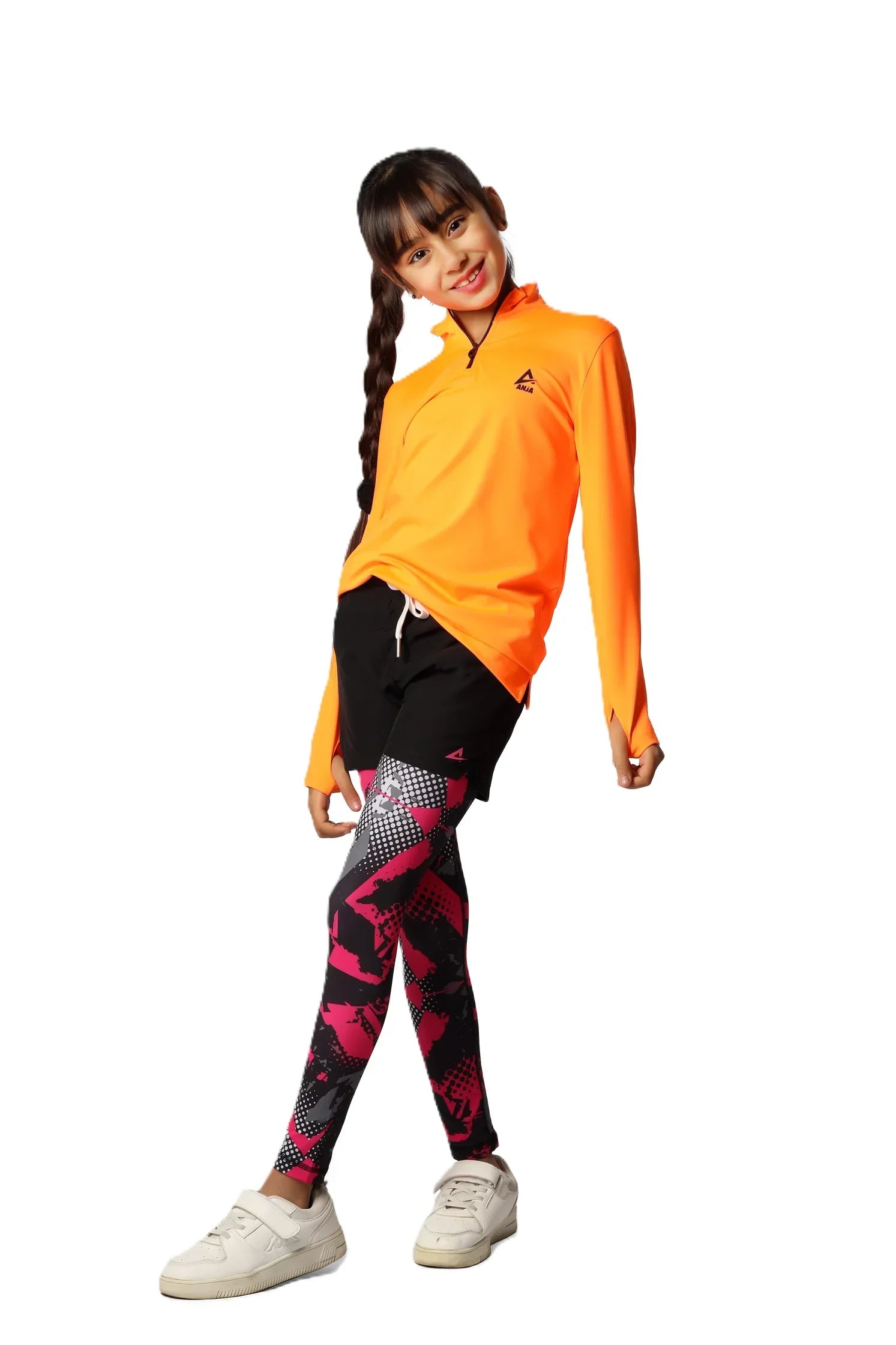 Girls Basic Quarter-Zip Performance Top – Sporty Long Sleevs