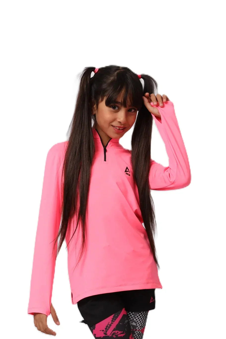 Girls Basic Quarter-Zip Performance Top – Sporty Long Sleevs