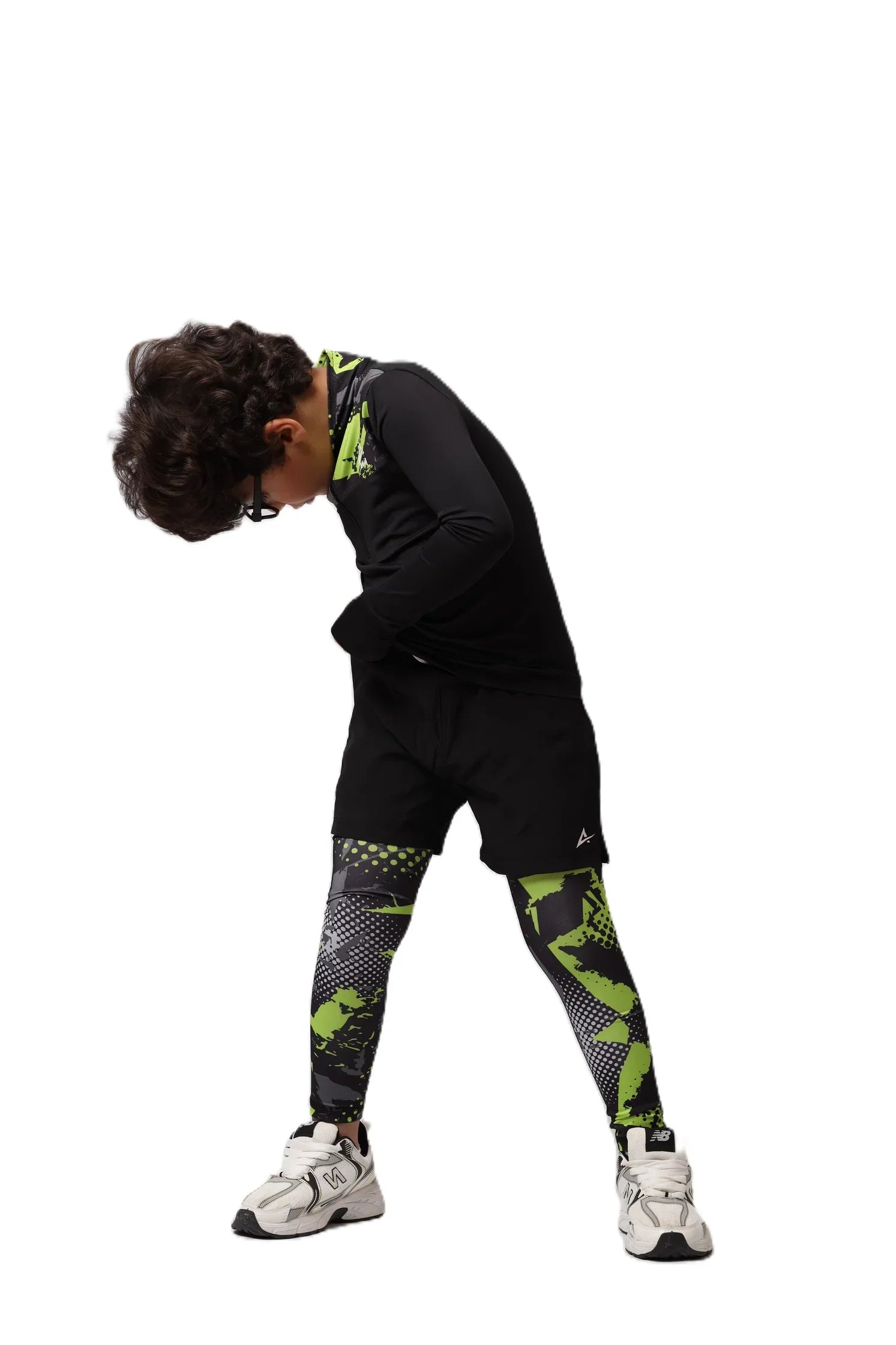 Boys Black & Green pattern T-Shirt – Sporty Long Sleeve Top