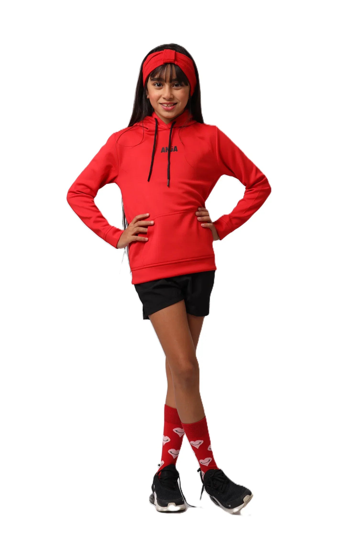 Girls Hoodie – Sporty Pullover with Contrast Drawstrings