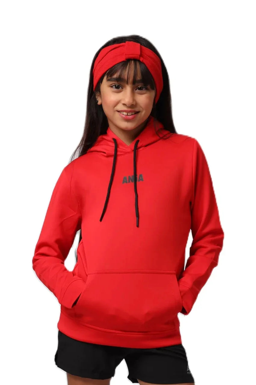 Girls Hoodie – Sporty Pullover with Contrast Drawstrings