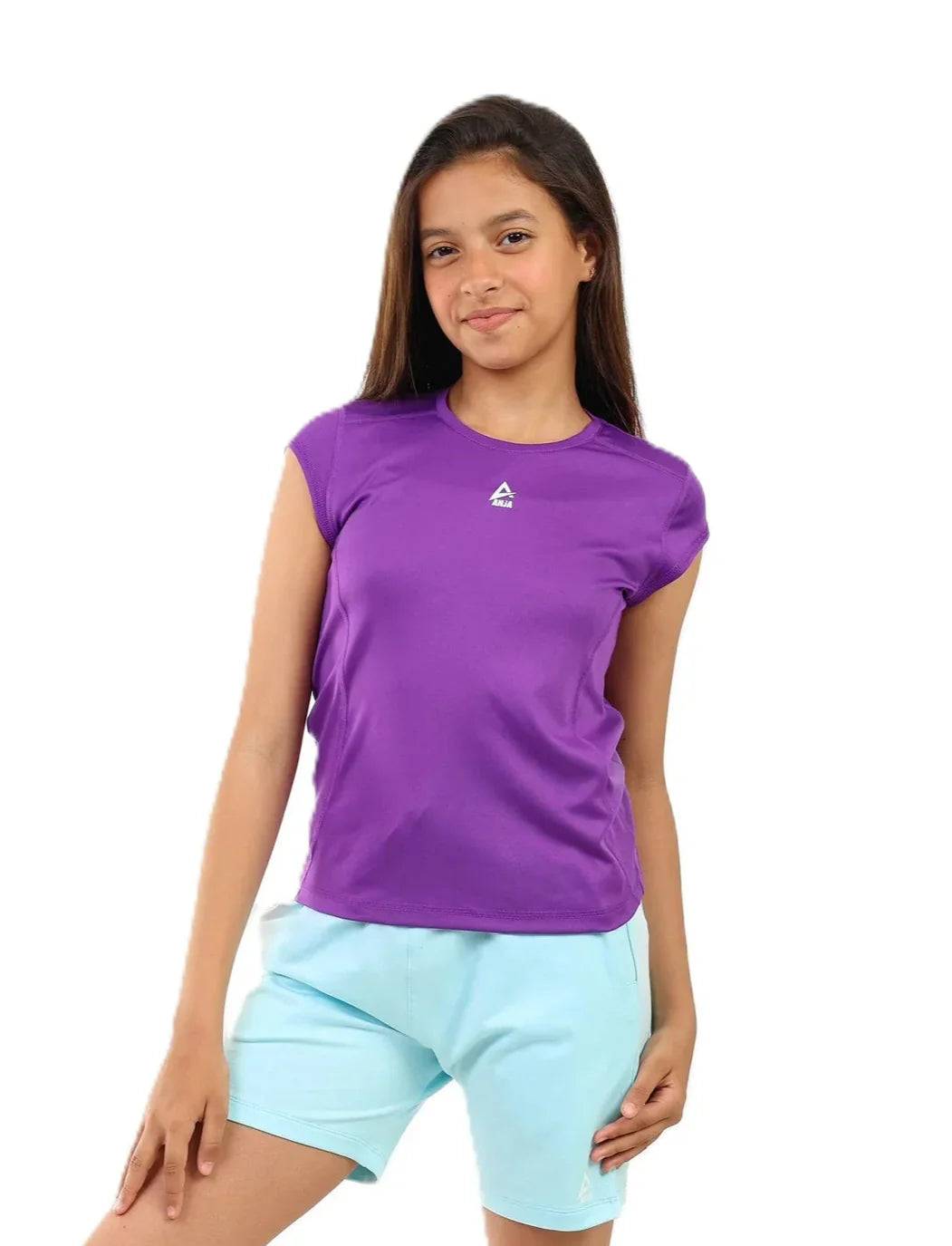 Girls Performance T-Shirt with Cap Sleeves – Sporty Athletic Top