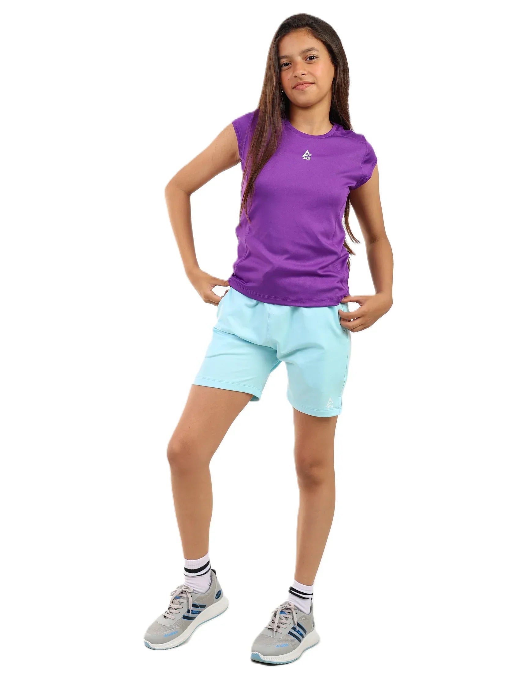 Girls Performance T-Shirt with Cap Sleeves – Sporty Athletic Top
