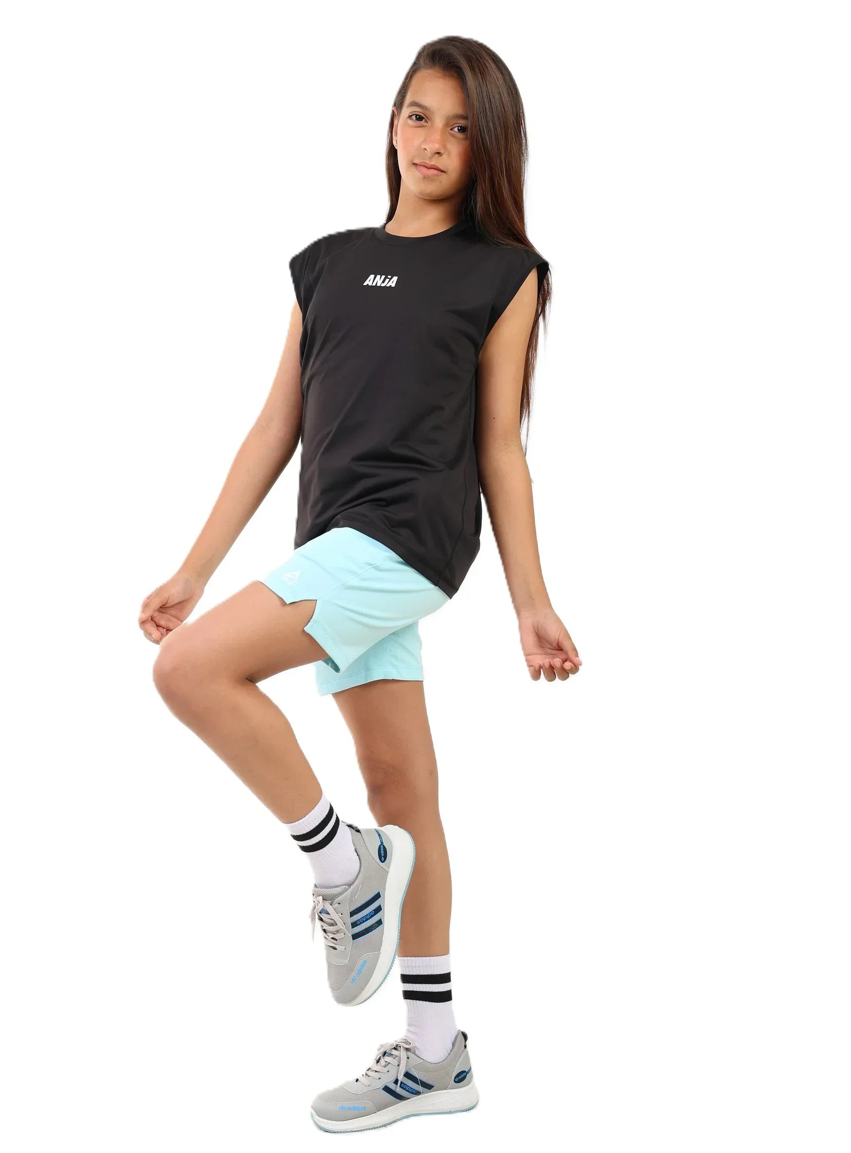 Girls Performance T-Shirt with Cap Sleeves – Sporty Athletic Top