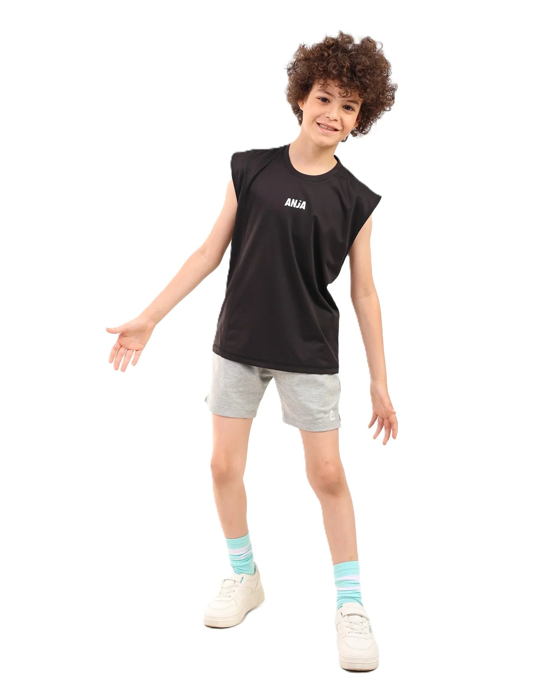 Boys cap sleeve Sports T-Shirt – Athletic Top and black
