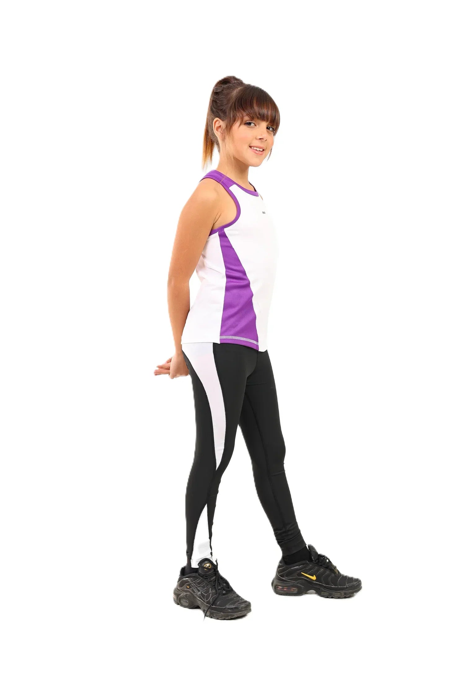 Girls Sleeveless Performance T-Shirt – Two-Tone Top