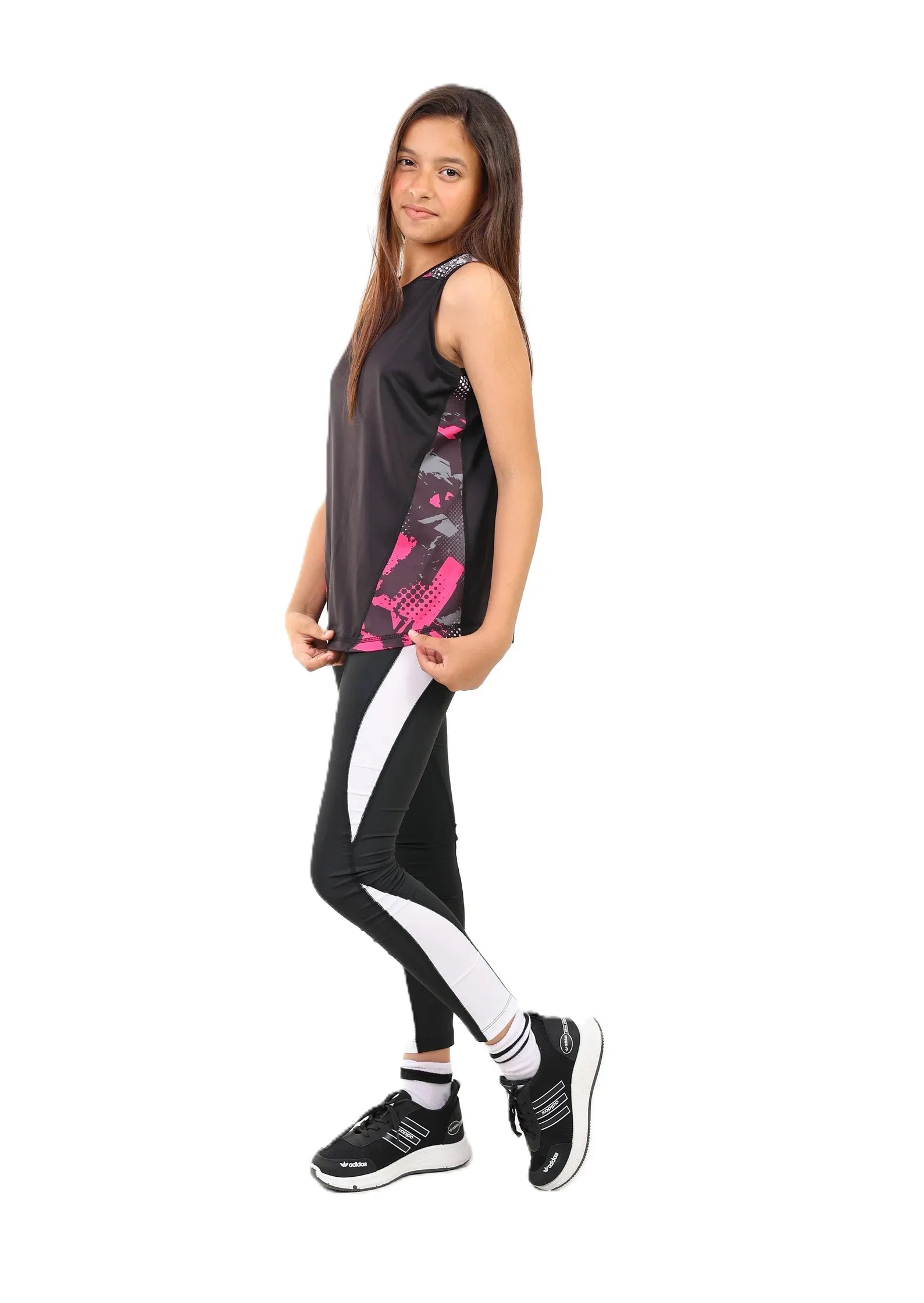 Girls Sleeveless Performance T-Shirt – Two-Tone Top