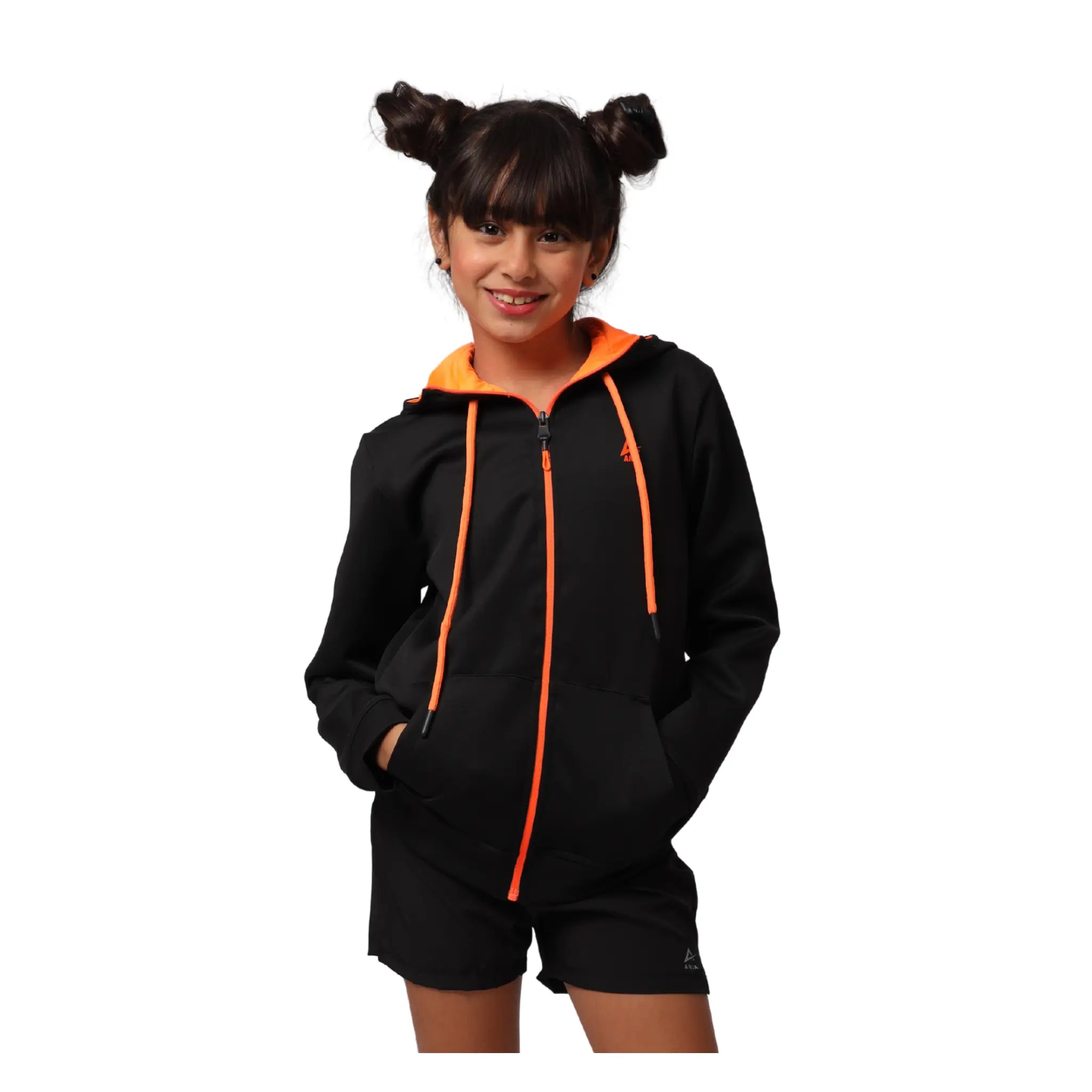 Girls  Zip-Up Sweatshirt – Sporty Contrast Trim Jacket