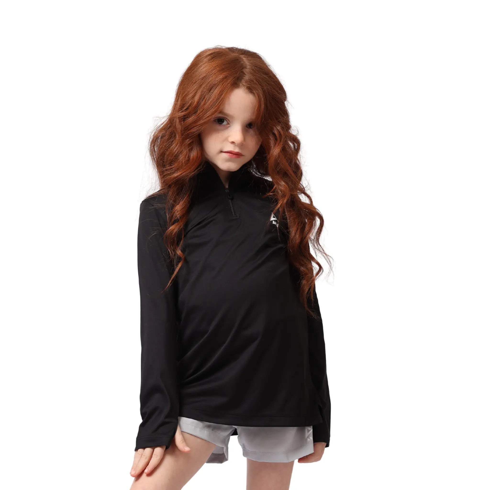 Girls Basic Quarter-Zip Performance Top – Sporty Long Sleevs