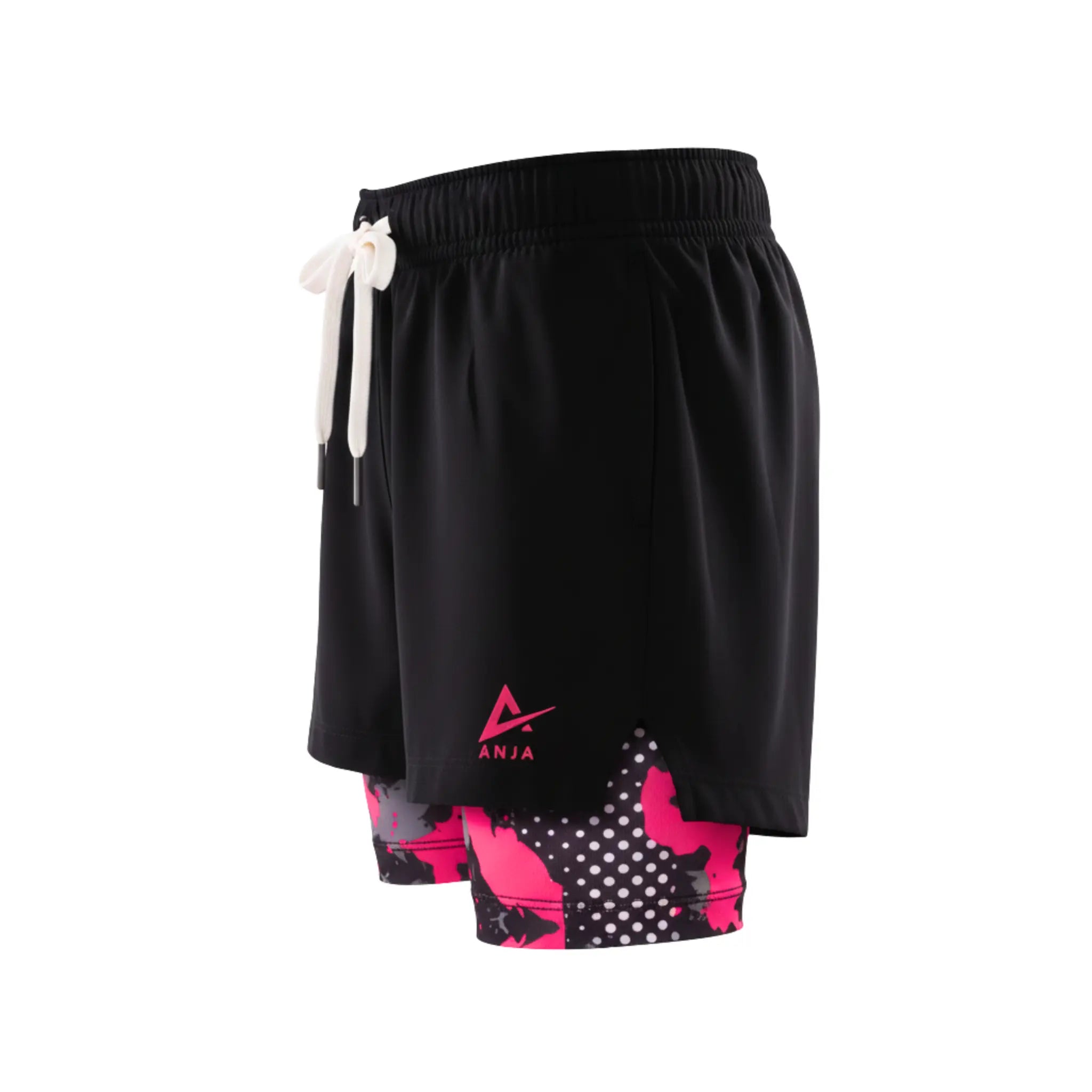 Girls Sporty Shorts with Neon Green pattern – Kids Athletic Double-Layer Bottoms