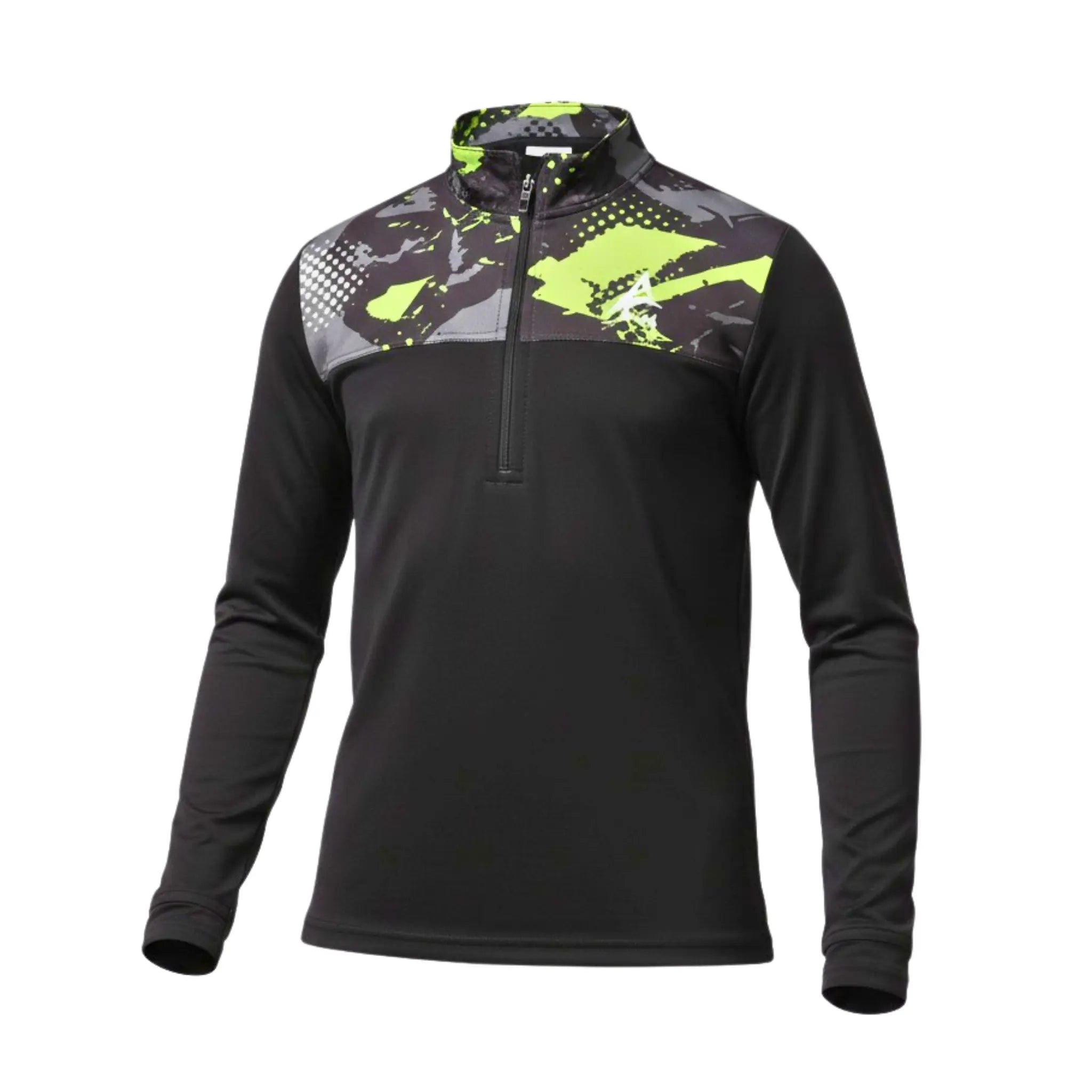 Boys Black & Green pattern T-Shirt – Sporty Long Sleeve Top