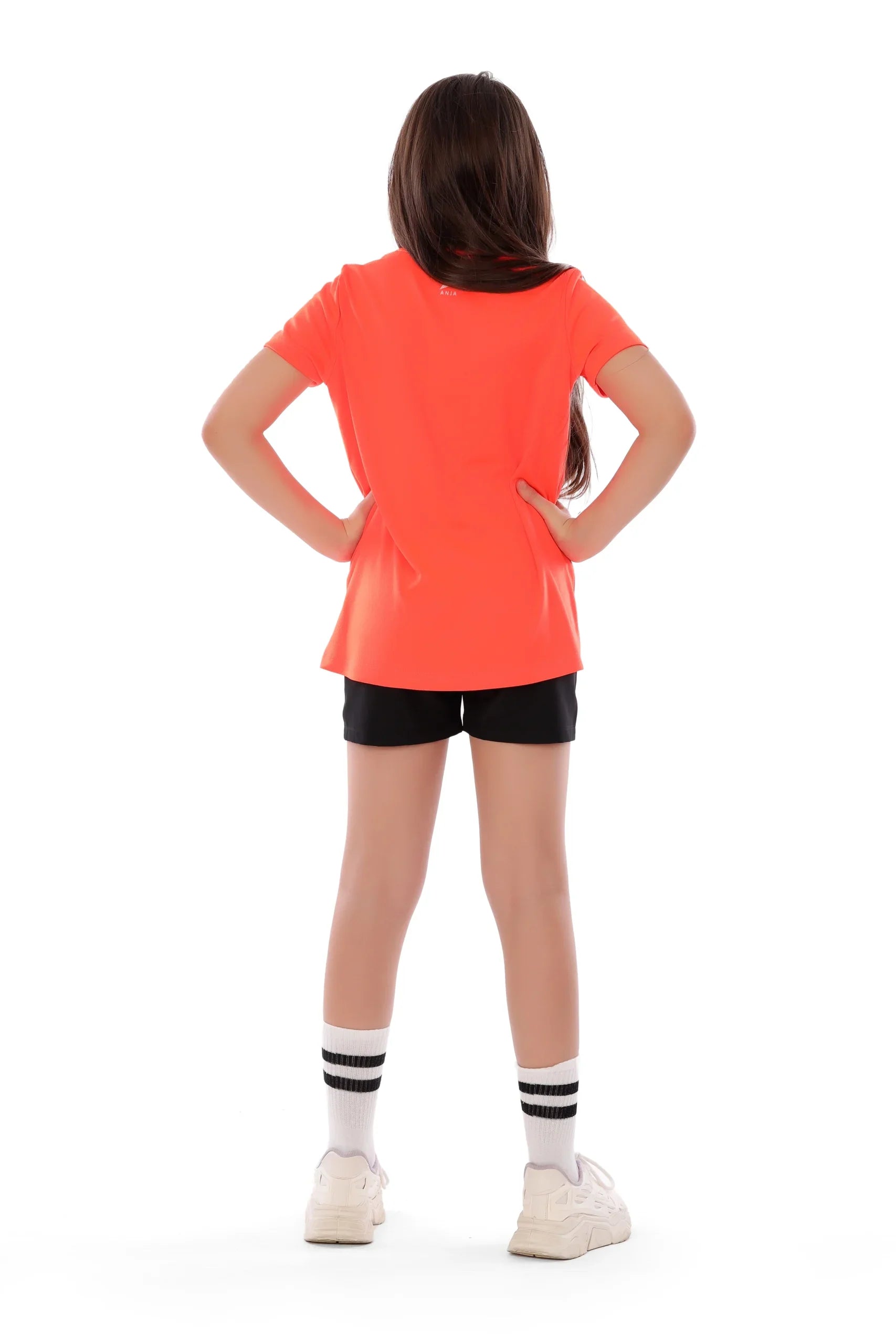 Girls' Orange Volleyball T-shirt – Breathable, Comfortable Design