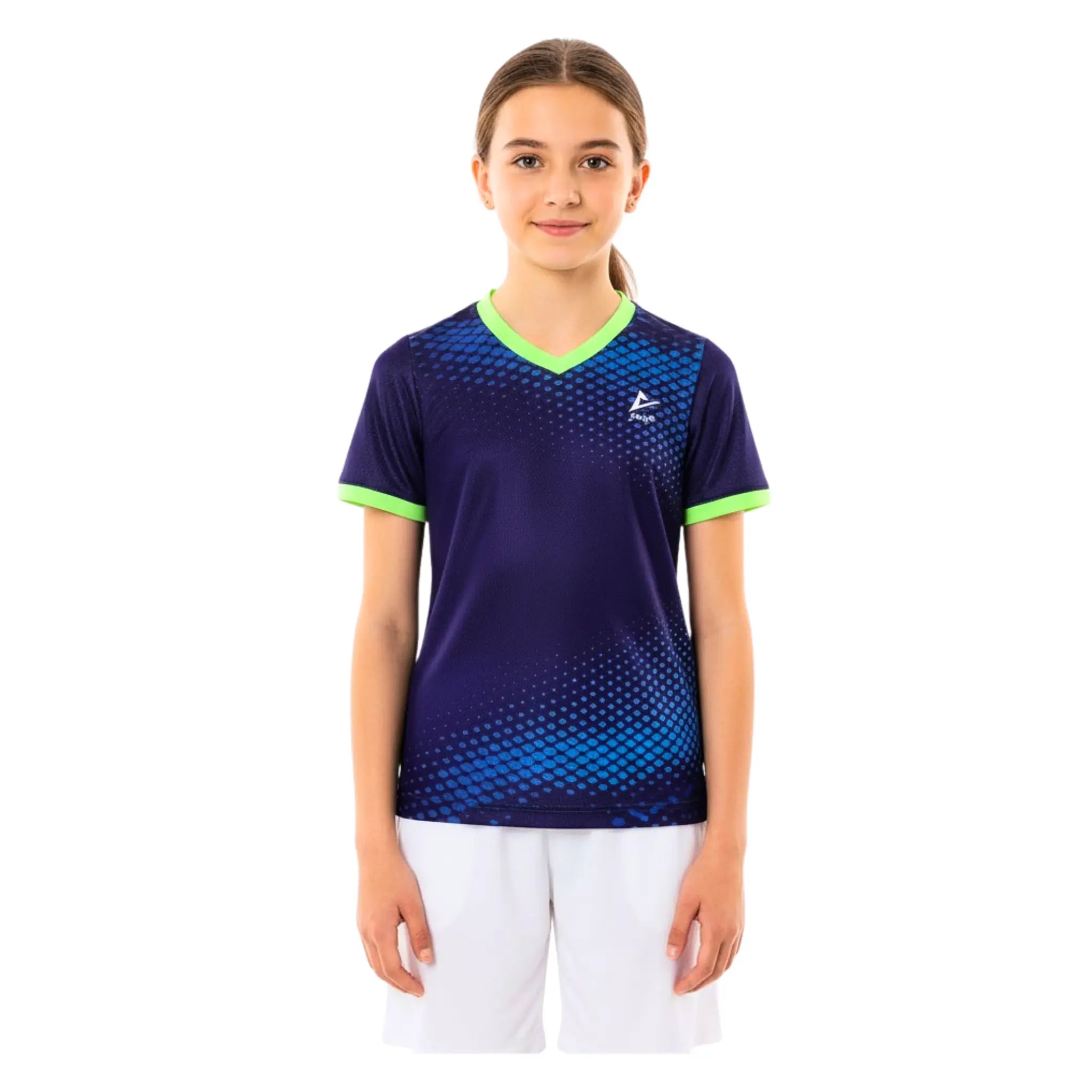 Girls Blue Hex Fade T-Shirt – Sporty Athletic Top